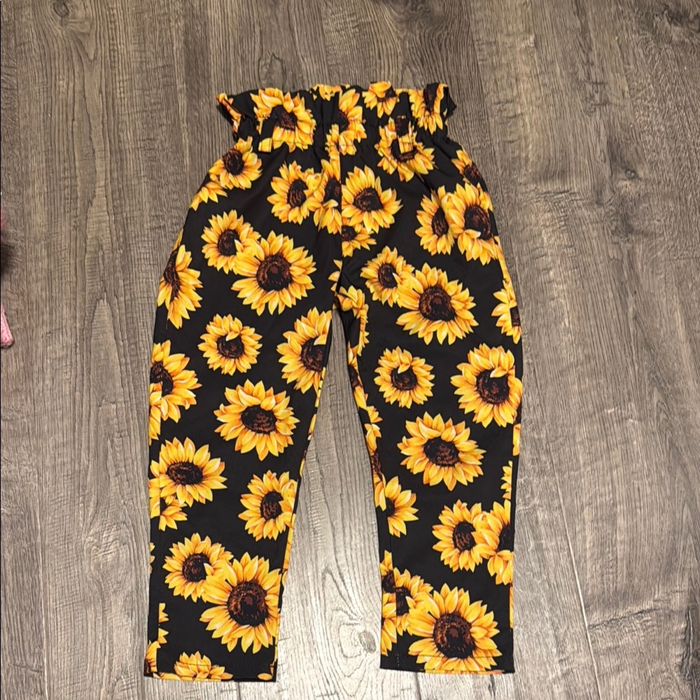Sunflower Print Kids Casual Bottoms